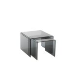 Set de 2 tables basses carres gigognes en verre l65 noir