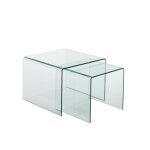Set de 2 tables basses carres gigognes en verre l65 transparent
