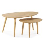 Set de 2 tables basses en chêne, bois massif Set de 2 tables basses en chêne, bois massif