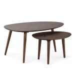 Set de 2 tables basses, coloris noyer, bois massif Set de 2 tables basses, coloris noyer, bois massif