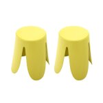 Set de 2 tabourets empilables, simili cuir jaune Set de 2 tabourets empilables, simili cuir jaune