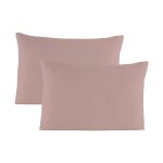 Set de 2 taies d'oreillers coton rose poudr 50x70 cm