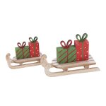 Set de 2 traineaux cadeaux multicolores en bois