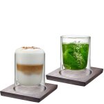 Set de 2 verres & sous - verre thermo 235ml Set de 2 verres & sous - verre thermo 235ml