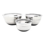 Set 3 bols inox 16 / 20 / 24cm couvercle hérmetique Set 3 bols inox 16 / 20 / 24cm couvercle hérmetique
