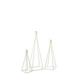 Set de 3 chandeliers en mtal blanc 12x12x39 cm