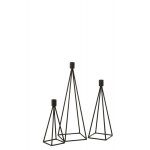 Set de 3 chandeliers en mtal noir 12x12x39 cm
