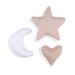 Set 3 coussins décoratifs (lune, étoile, c?ur) rose Set 3 coussins décoratifs (lune, étoile, c?ur) rose