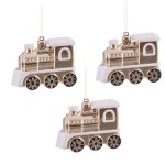Set de 3 d�coration de no�l � suspendre train dor� 8x3x6cm