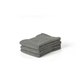 Set de 3 lavettes en coton vert olive 27x27cm