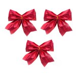 Set de 3 noeuds rouges pour dcoration sapin de nol 10cm