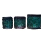 Set de 3 photophores en verre grav