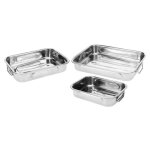 Set de 3 plats  four inox avec poignes 35x26cm