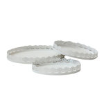 Set de 3 plateaux  gateaux en mtal blanc l. 35 30 25 cm