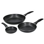 Set de 3 poêles antiadhésive 28 / 20 / 12cm aluminium noir Set de 3 poêles antiadhésive 28 / 20 / 12cm aluminium noir