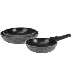 Set de 3 po�les noir amovible 20 / 24 / 28cm