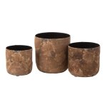 Set de 3 pots  plantes en mtal marron 18x18x18. 5 cm