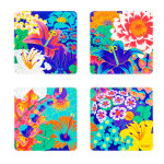 Set de 4 dessous de verre bleu verre 10 x 10 x 1 cm