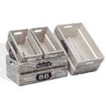 Set de 4 paniers de rangement en bois de paulownia gris Set de 4 paniers de rangement en bois de paulownia gris