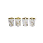 Set de 4 photophores dcoratifs de nol en verre blanc et dor h6. 5