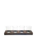 Set de 4 photophores en verre transparent et marron h14 Set de 4 photophores en verre transparent et marron h14