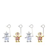 Set de 4 porte - cartes robots nol en rsine dors et argents h15