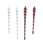 Set de 4 suspensions de noël glaçons en verre rouges et blanches h15 Set de 4 suspensions de noël glaçons en verre rouges et blanches h15