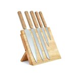Set de 5 couteaux et support magntique beige