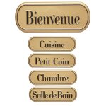 Set de 5 plaques de porte signaltiques en mtal dor
