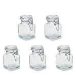 Set de 5 pots � �pices en verre fermeture clip