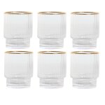Set de 6 verres à whisky en verre strié et liseré doré 32cl Set de 6 verres à whisky en verre strié et liseré doré 32cl