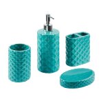 Set d'accessoires de salle de bain en pierre bleu 9x9