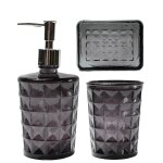 Set accessoires salle de bain verre recyclé anthracite Set accessoires salle de bain verre recyclé anthracite