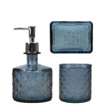 Set accessoires salle de bain verre recycl indigo