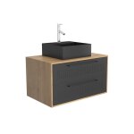 Set meuble de salle de bains avec vasque carre bois noir 45 x 80