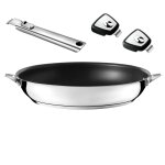 Set poêle 32 cm revêtement céramique avec poignée inox et anses amovi Set poêle 32 cm revêtement céramique avec poignée inox et anses amovi
