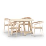 Set repas 4pl table ronde en bois d130 et fauteuil