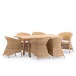 Set de repas de jardin en bois et rotin 6 places Set de repas de jardin en bois et rotin 6 places
