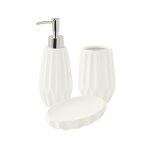 Set salle de bain  relief 3 pices cramique blanc