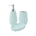 Set salle de bain  relief 3 pices cramique bleu