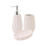 Set salle de bain  relief 3 pices cramique rose poudr