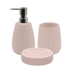 Set salle de bain visage 3 pices cramique rose