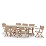 Set table et 8 chaises enea en bois et ceramique 205x105