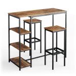 Set table bar �tag�res 2 tabs bar bois antique 120x105cm 120x105cm