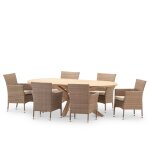 Set table ovale 220x115 + 6 chaises rotin synth�tique