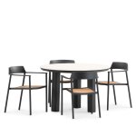 Set de table ronde et 4 chaises anthracite