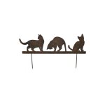 Silhouette chats sur pique en fonte 60x19 cm
