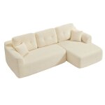 Sofa d angle modulable 3 places sans montage m�ridienne droite blanc