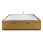 Sommier coffre tissu jaune 140x190