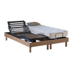 Sommier lectrique chne clair matelas 100% latex 2x80 x200